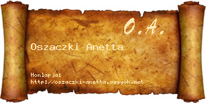 Oszaczki Anetta névjegykártya